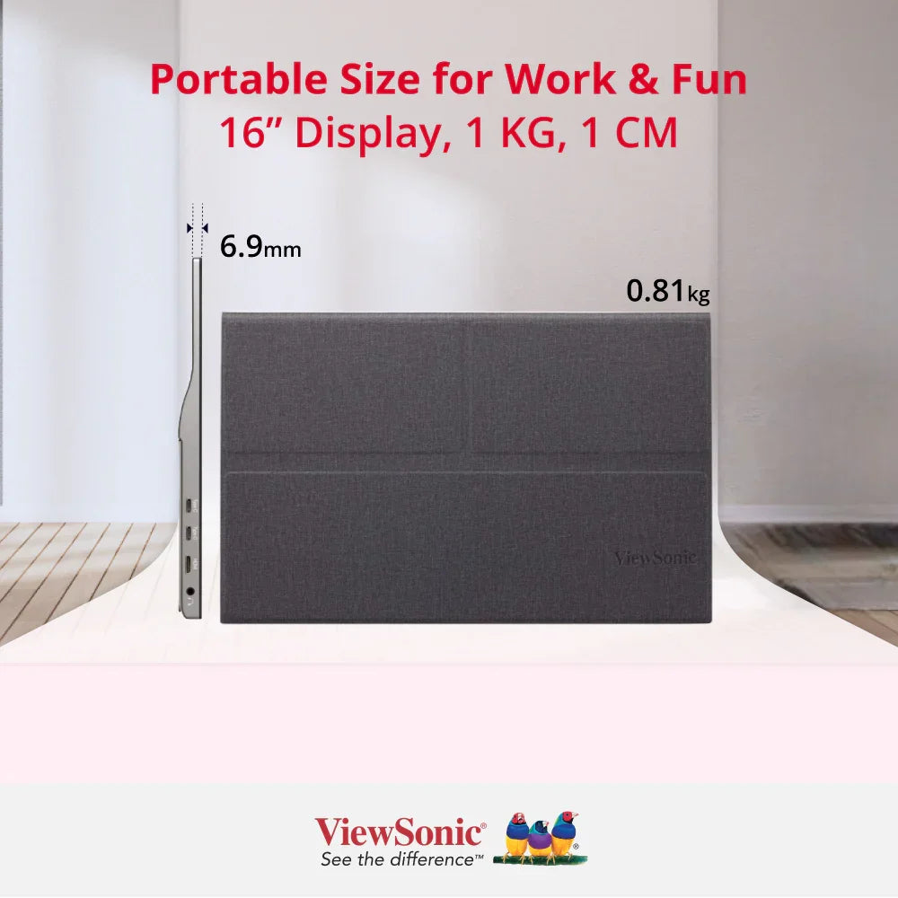 ViewSonic VG1655 16" Portable Monitor - 1080p, USB C w/60W, mini HDMI - ViewSonic Store