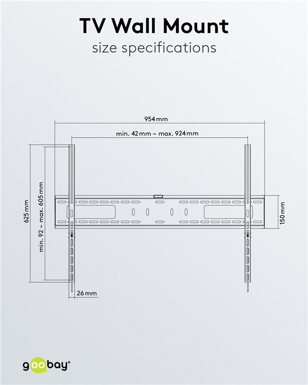 GOOBAY TV Wall Mount Pro Fixed XL (43-100 Inch)