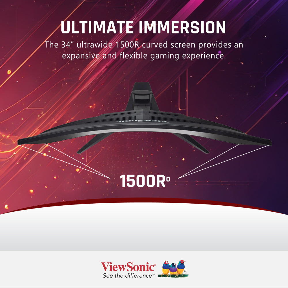 ViewSonic VX3418-2KPC 34” UWQHD 144Hz Curved Gaming Monitor 3440x1440