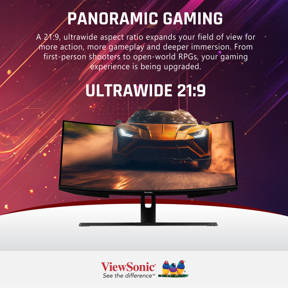 ViewSonic VX3418-2KPC 34” UWQHD 144Hz Curved Gaming Monitor 3440x1440