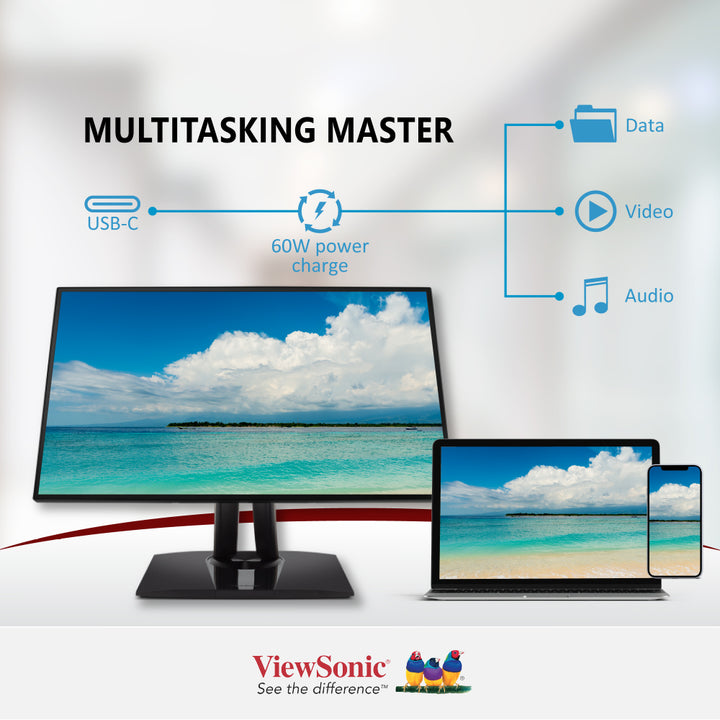 ViewSonic VP3256-4K 32" ColorPro 4K UHD Pantone Validated 100% sRGB Monitor with 60W USB-C