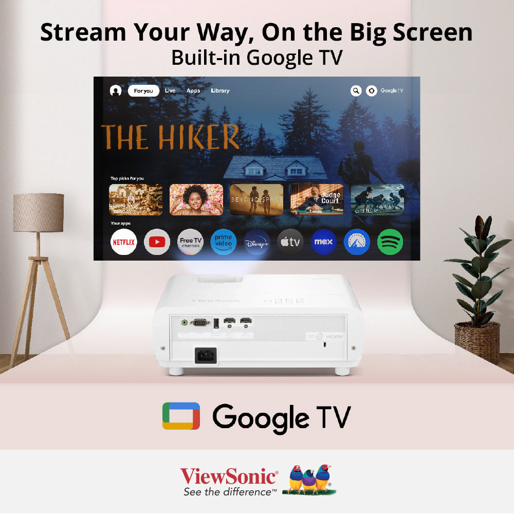 ViewSonic LX720-4K 3,500 ANSI Lumens 4K Smart Laser Home Projector