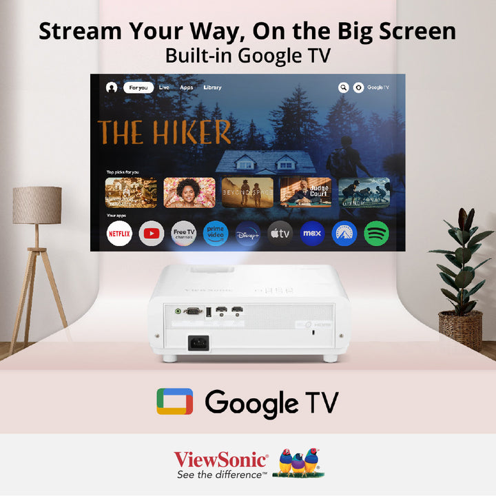 ViewSonic LX750-4K 4,000 ANSI Lumens 4K Smart Laser Home Projector