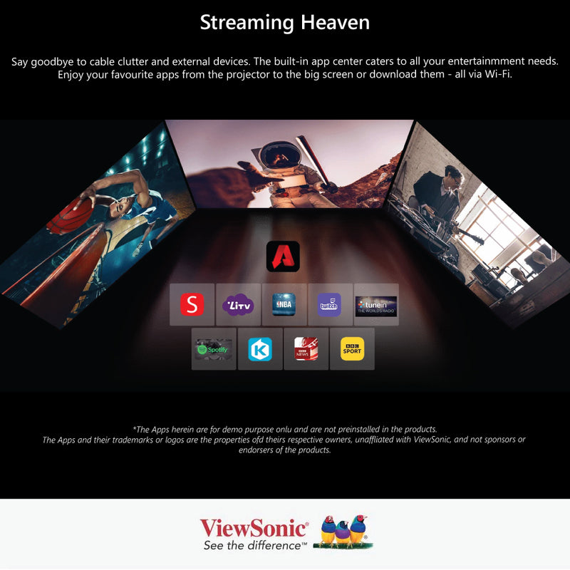 ViewSonic M1+_G2 Smart LED Portable Projector - 854 x 480, 1.2 Throw