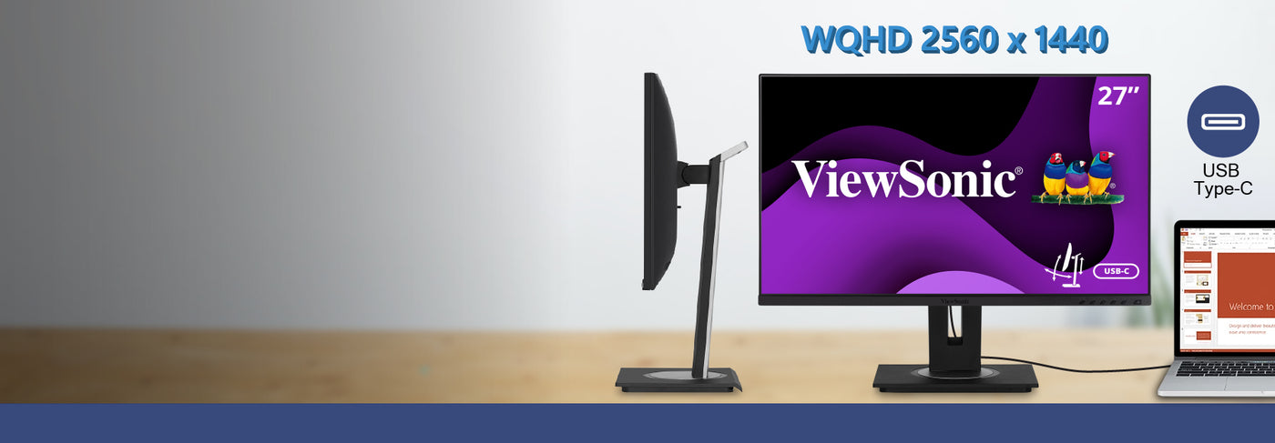ViewSonic Store Singapore - 27" (VG2755-2K) Wide QHD monitor with USB-C for a wider setup, and pan-tilt-rotate for maximum comfort and ease of use - Buy now