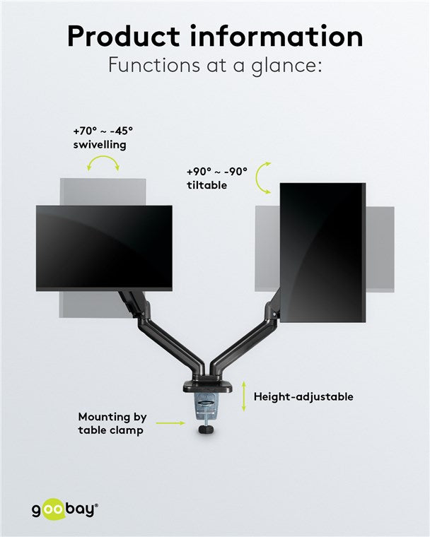 GOOBAY Double Monitor Mount with Gas Spring (17-32 Inch)