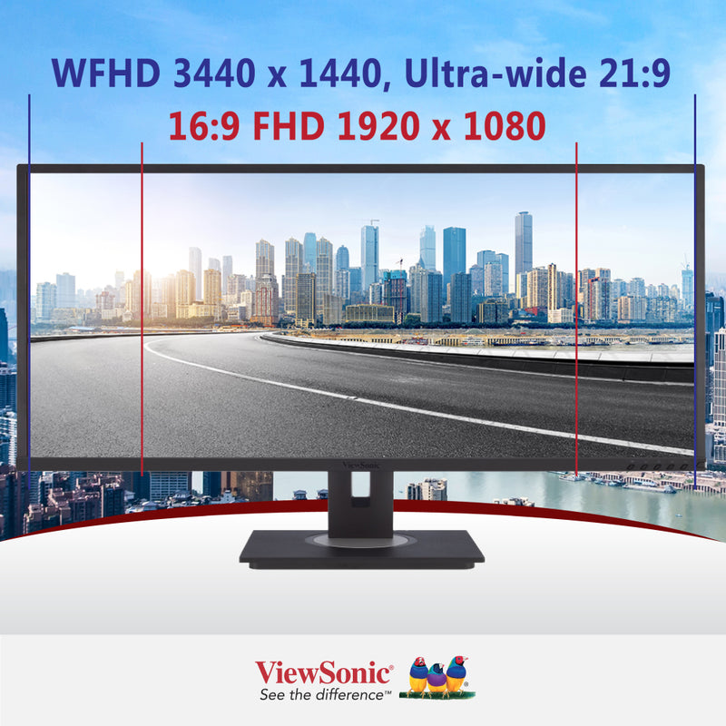 ViewSonic VG3456 34" WQHD Docking Monitor 3440 x 1440, USB-C, Ethernet