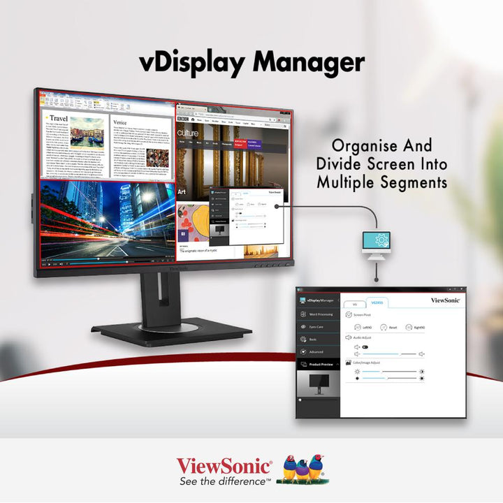 ViewSonic VG2455 24" Ergonomic Business IPS Monitor 1920 x 1080, USB-C